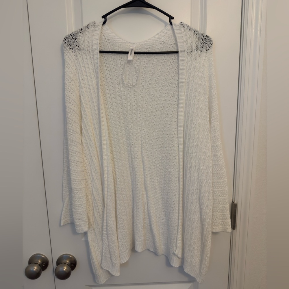 Dokotoo Lightweight Open-Front Cream Knit Cardigan